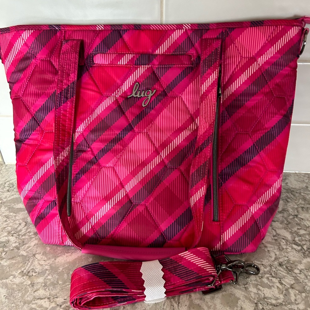 lug Pink Plaid Quilted Tote